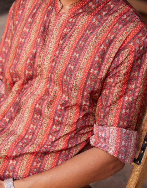 Maroon Printed Kurta
