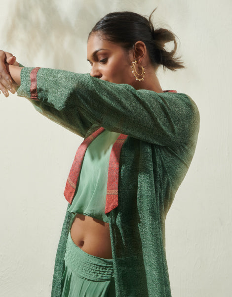 Top and Dhoti Skirt with Cape