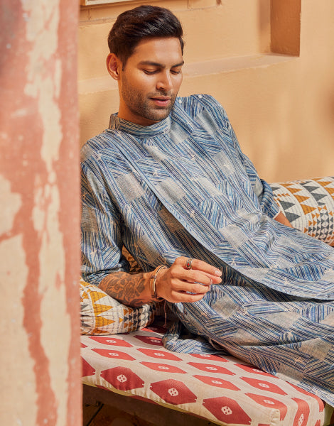 Shibori Print Overlap Kurta