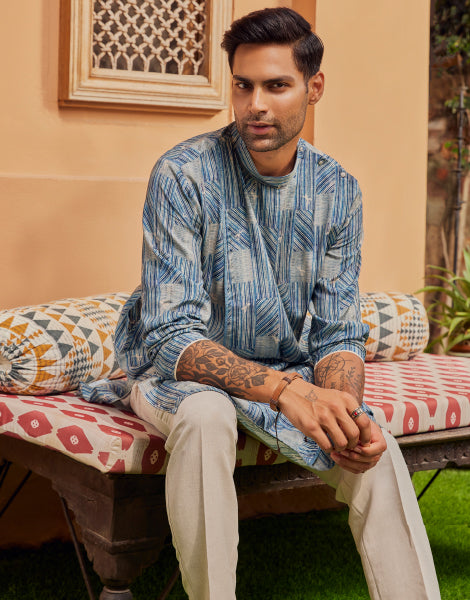 Shibori Print Overlap Kurta