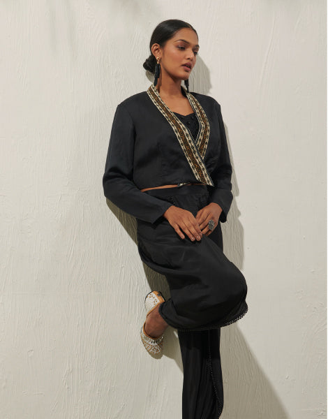 Embellished Blouse and Tulip Pants with Jacket