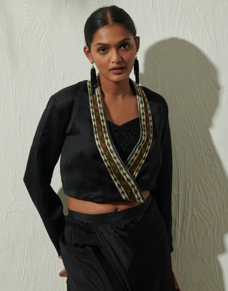 Embellished Blouse and Tulip Pants with Jacket