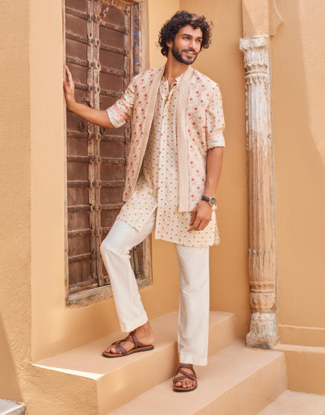 Printed Kurta with bundi