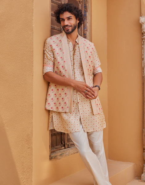 Printed Kurta with bundi
