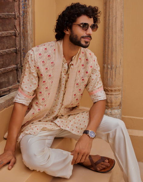 Printed Kurta with bundi