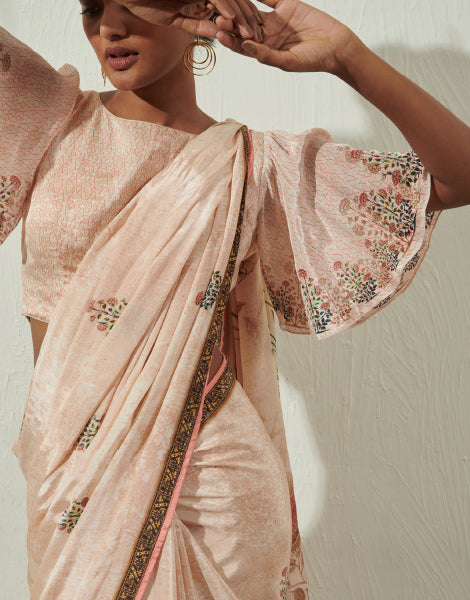 Floral Printed Saree with Stitched Blouse
