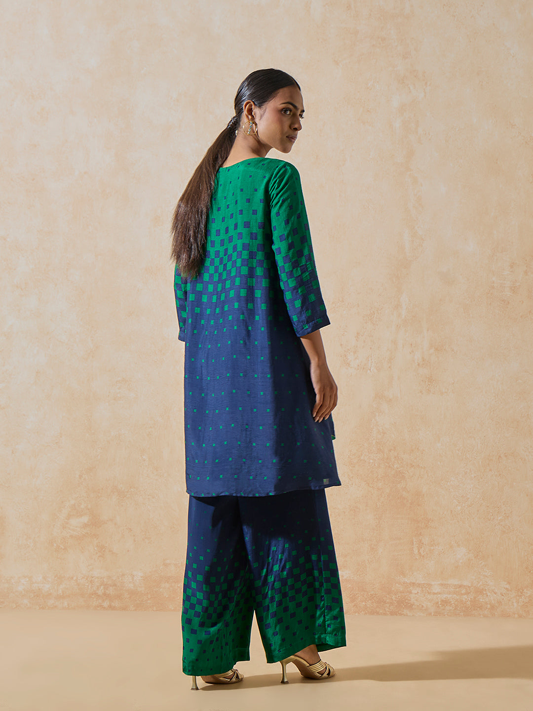 Printed A-Line Kurta - Blue