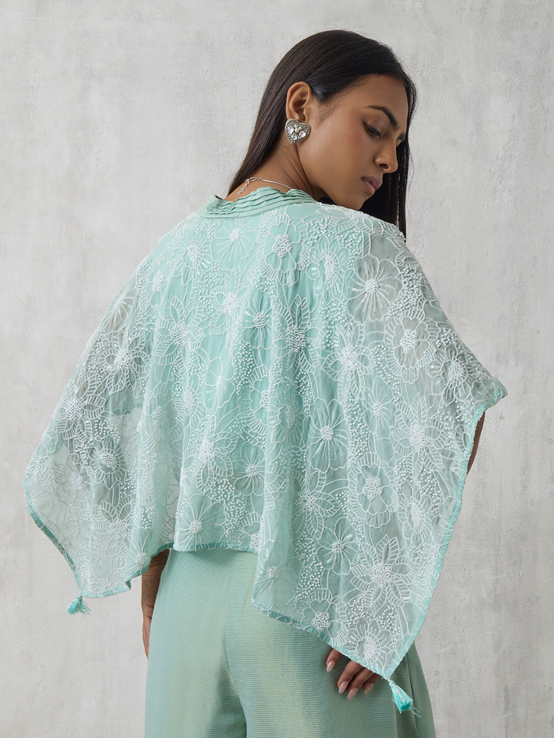 Floral Embroidered Top - Blue