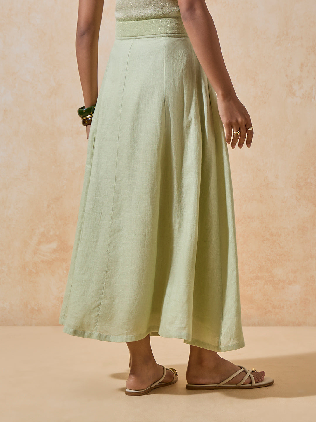 Solid Maxi Skirt - Green