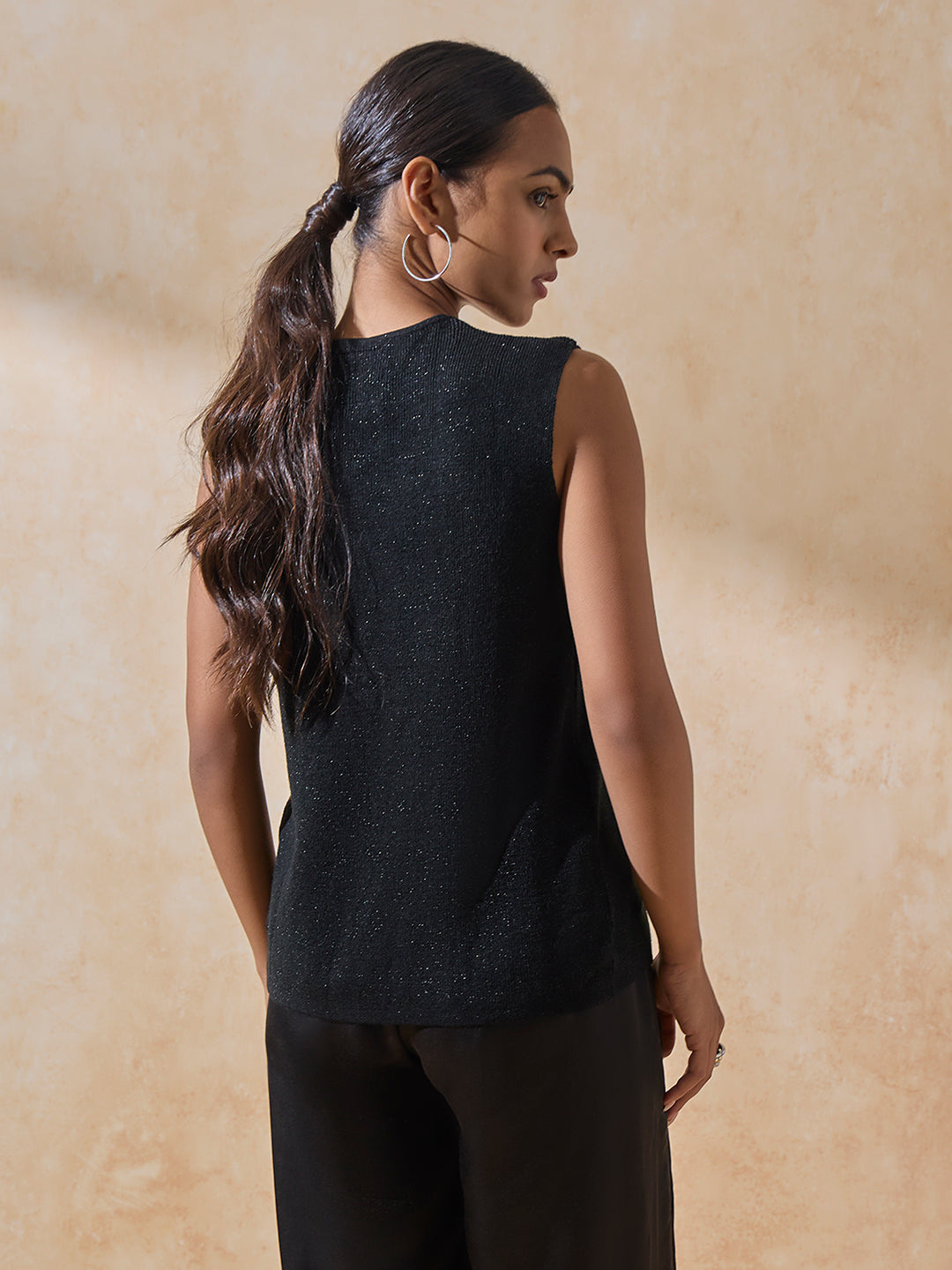 Knitted Vest Top - Black