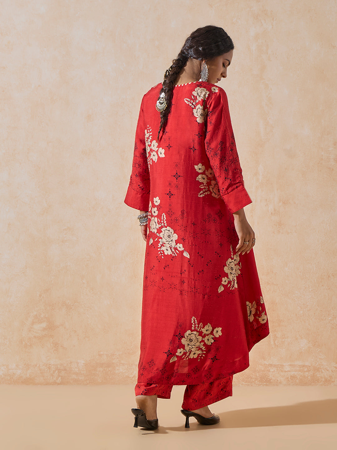 Printed Kurta Set - Red