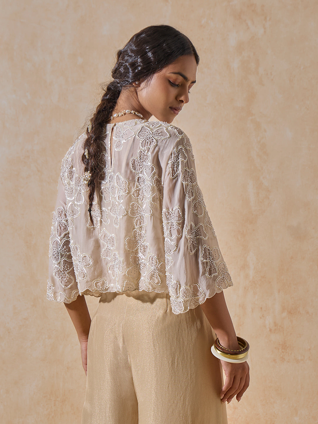 Bead Detailed Top - Ivory