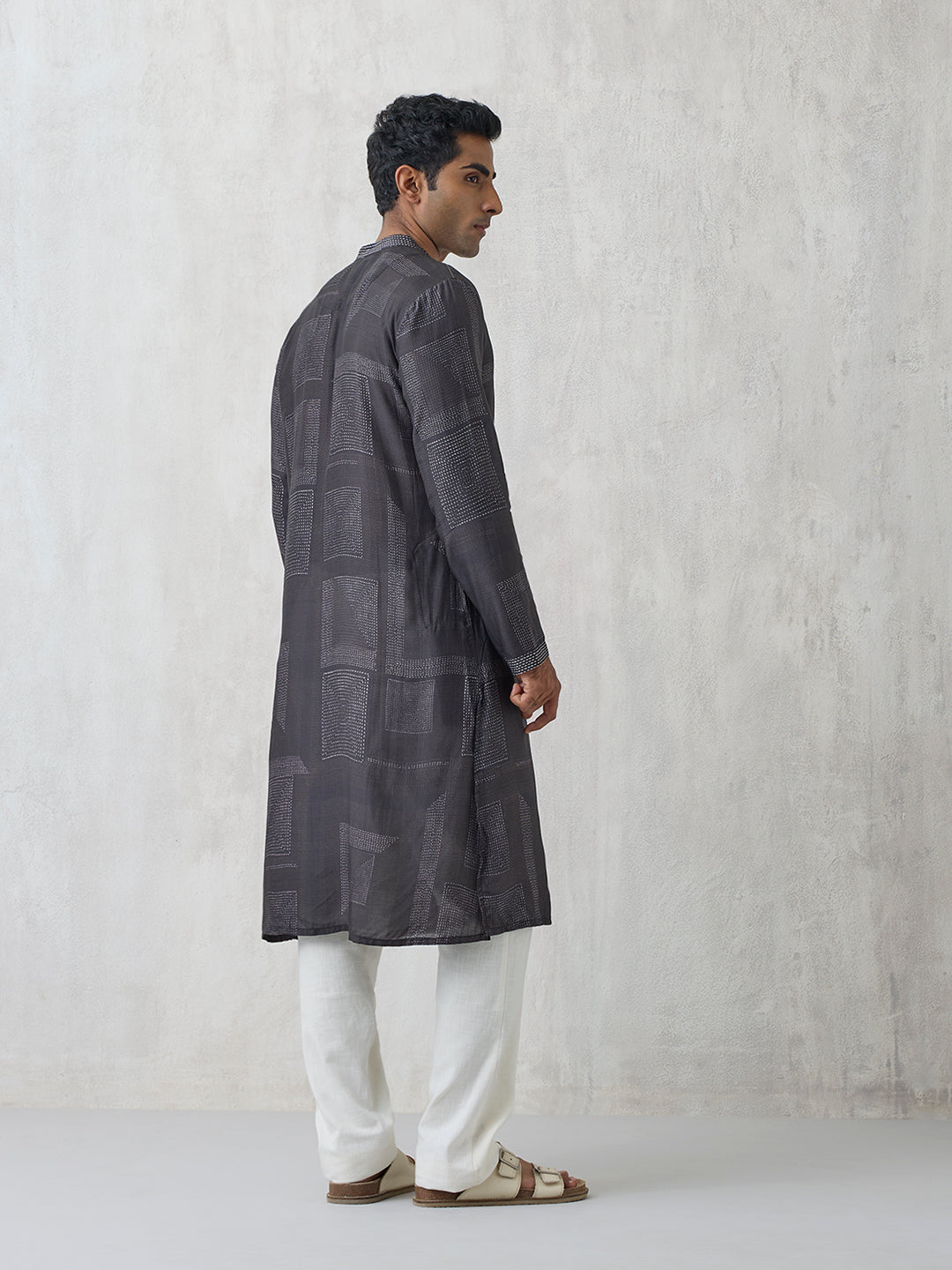 Geometric Printed Kurta - Black