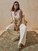 Crinkle-Textured Jumpsuit With Vest - Cream
