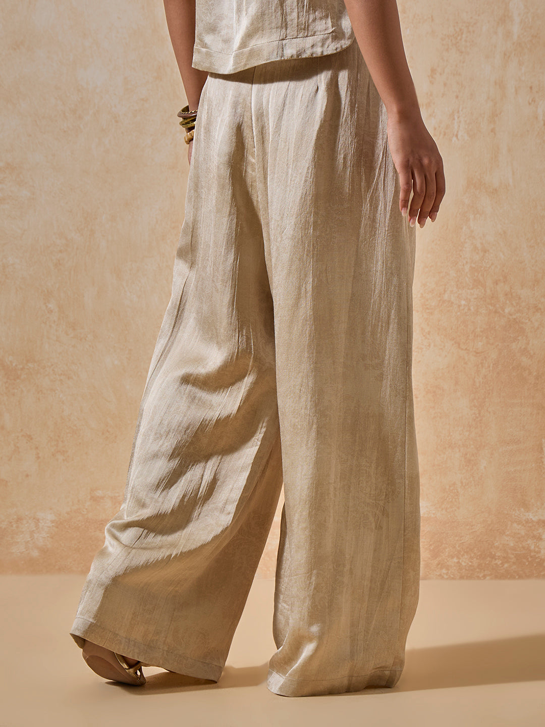 Wide-Leg Pants - Beige