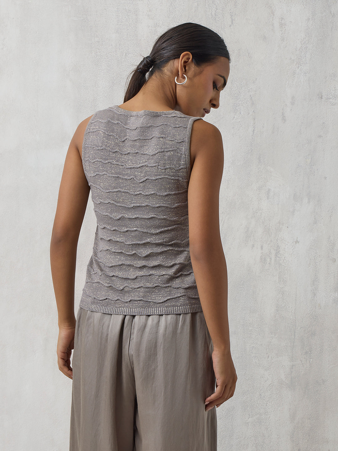 Self Patterned Tank Top - Grey