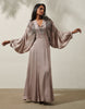 Draped Dress with Balloon Sleeves