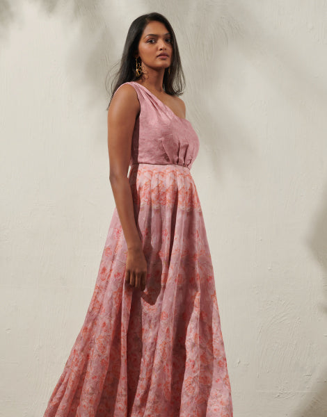 One-Shoulder Fit-and-Flare Dress - Main Image