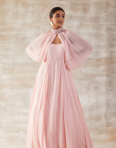 Long Dress with Detachable Sleeves