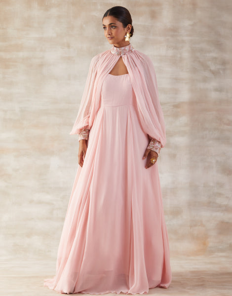Long Dress with Detachable Sleeves
