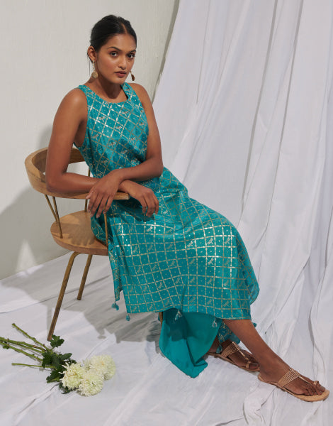 Jacquard A-Line High-Low Dress
