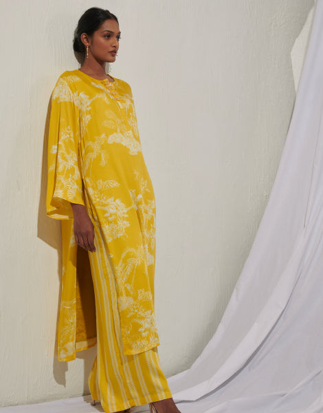 Printed Kurta and Striped Palazzos