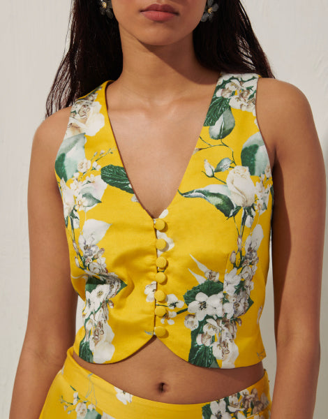 Floral Waistcoat and Skirt Set
