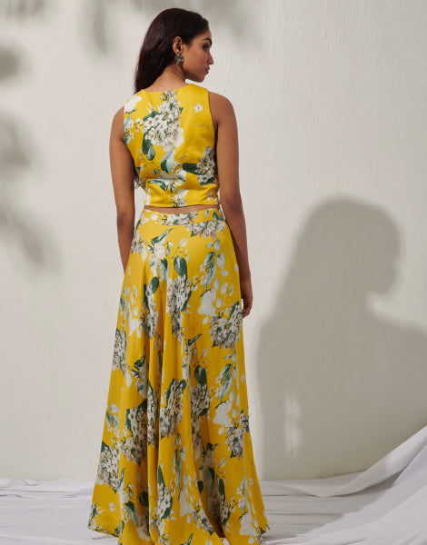 Floral Waistcoat and Skirt Set