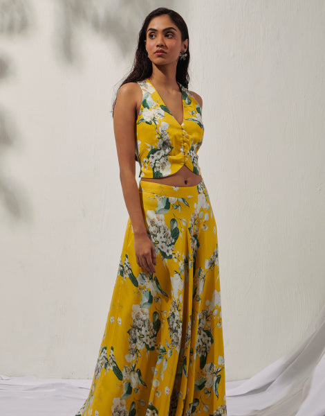 Floral Waistcoat and Skirt Set
