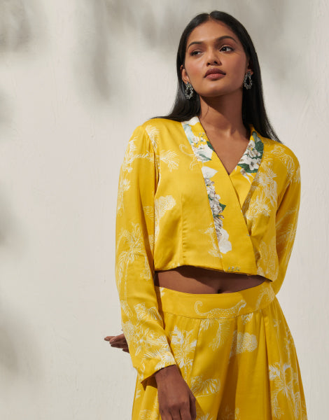 Floral Bustier and Palazzos with Jacket