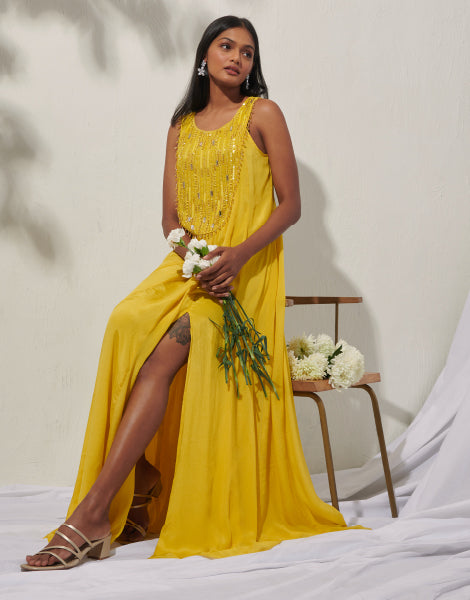 Embellished Dress with Slit