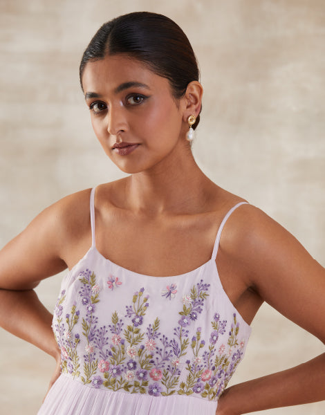 Floral Embroidered Tiered Dress