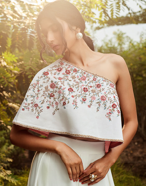 Embroidered One Shoulder Top & Palazzo