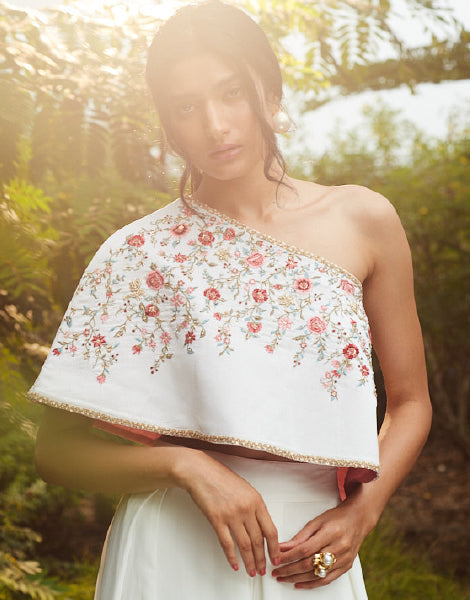Embroidered One Shoulder Top & Palazzo