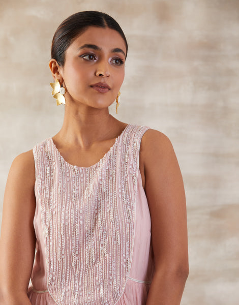 Embroidered Tiered Long Dress