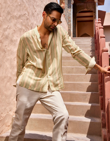 Printed Shirt with Thread Work Detail