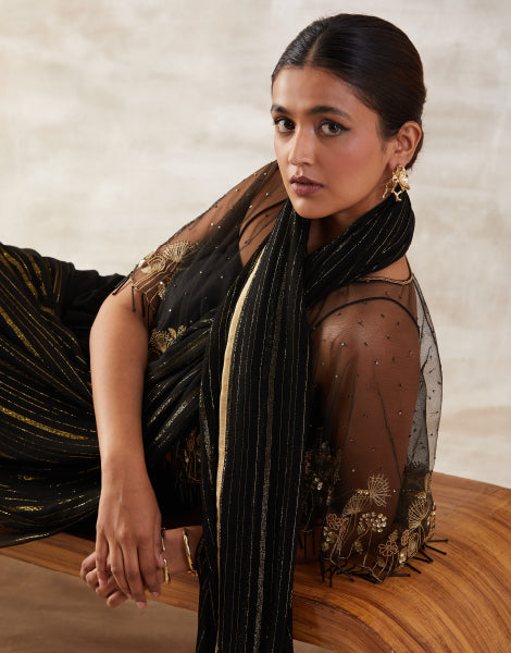 Saree with Embroidered Cape
