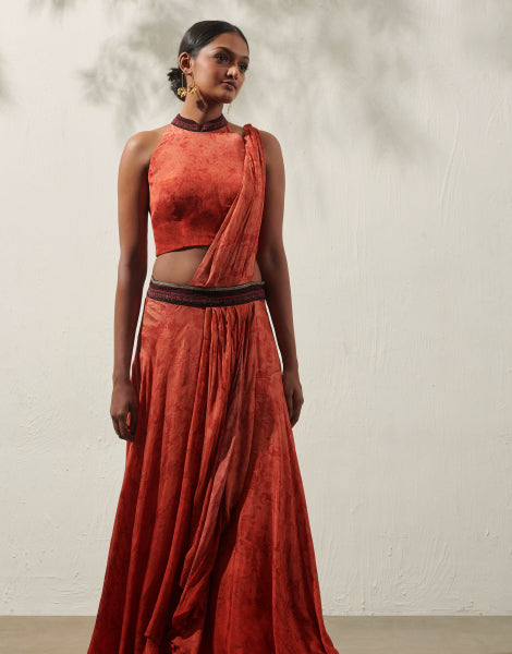 Printed Pre-Draped Saree