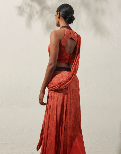 Printed Pre-Draped Saree