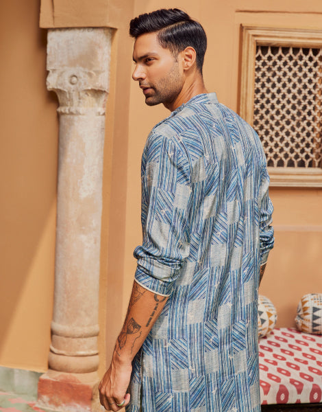 Shibori Print Overlap Kurta