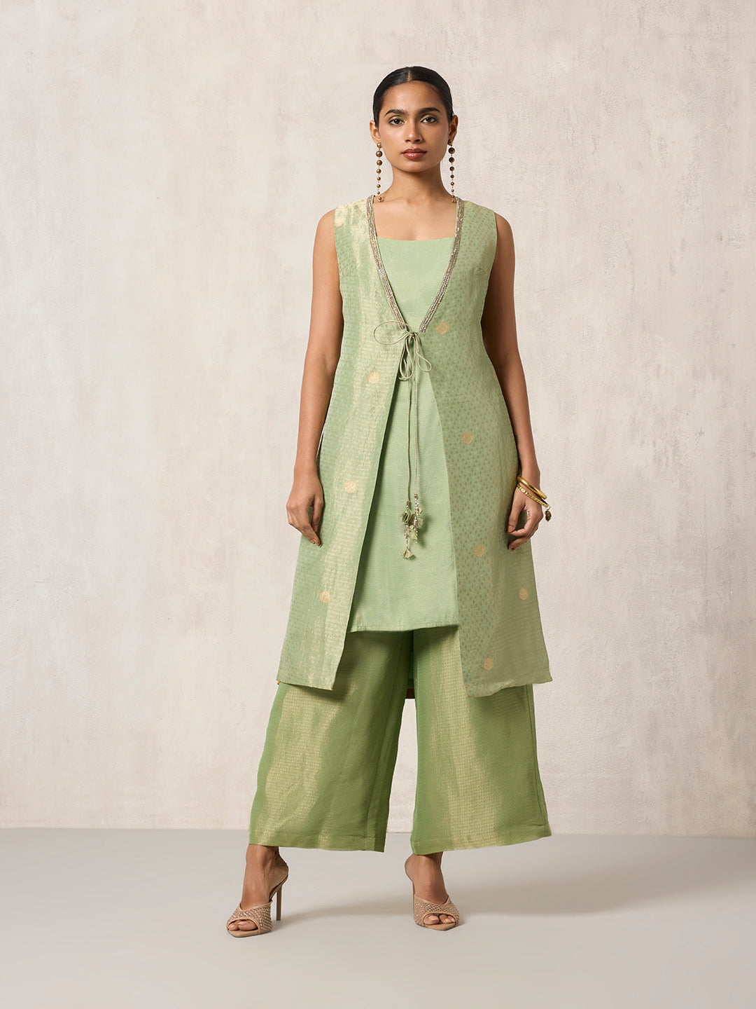 Jacquard Kurta with Inner - Green