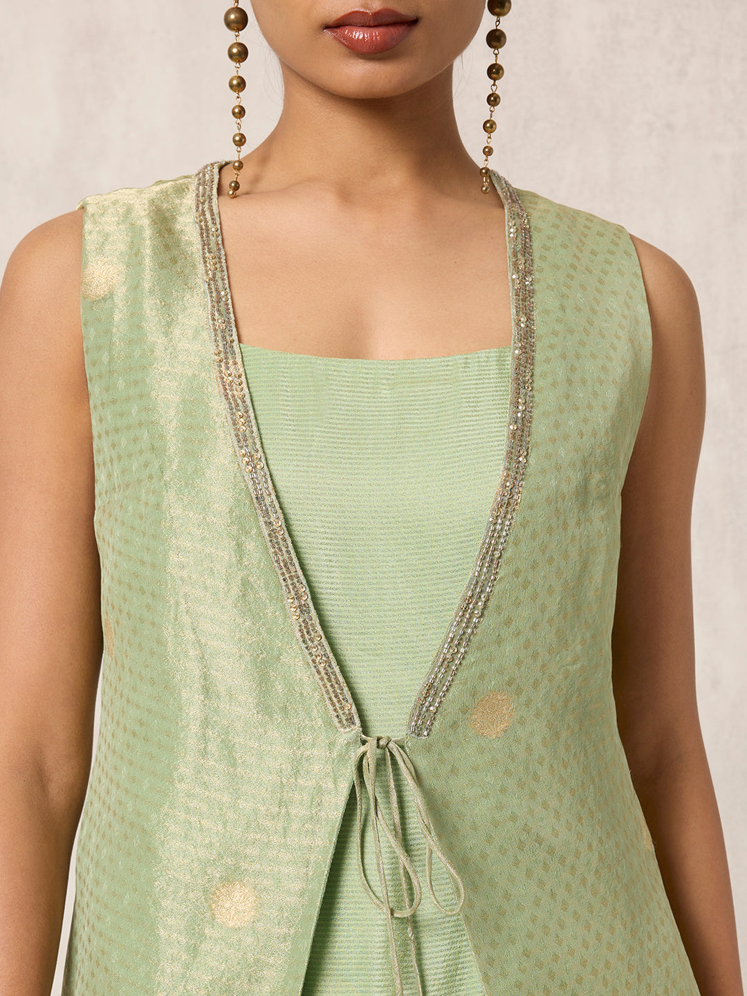 Jacquard Kurta with Inner - Green