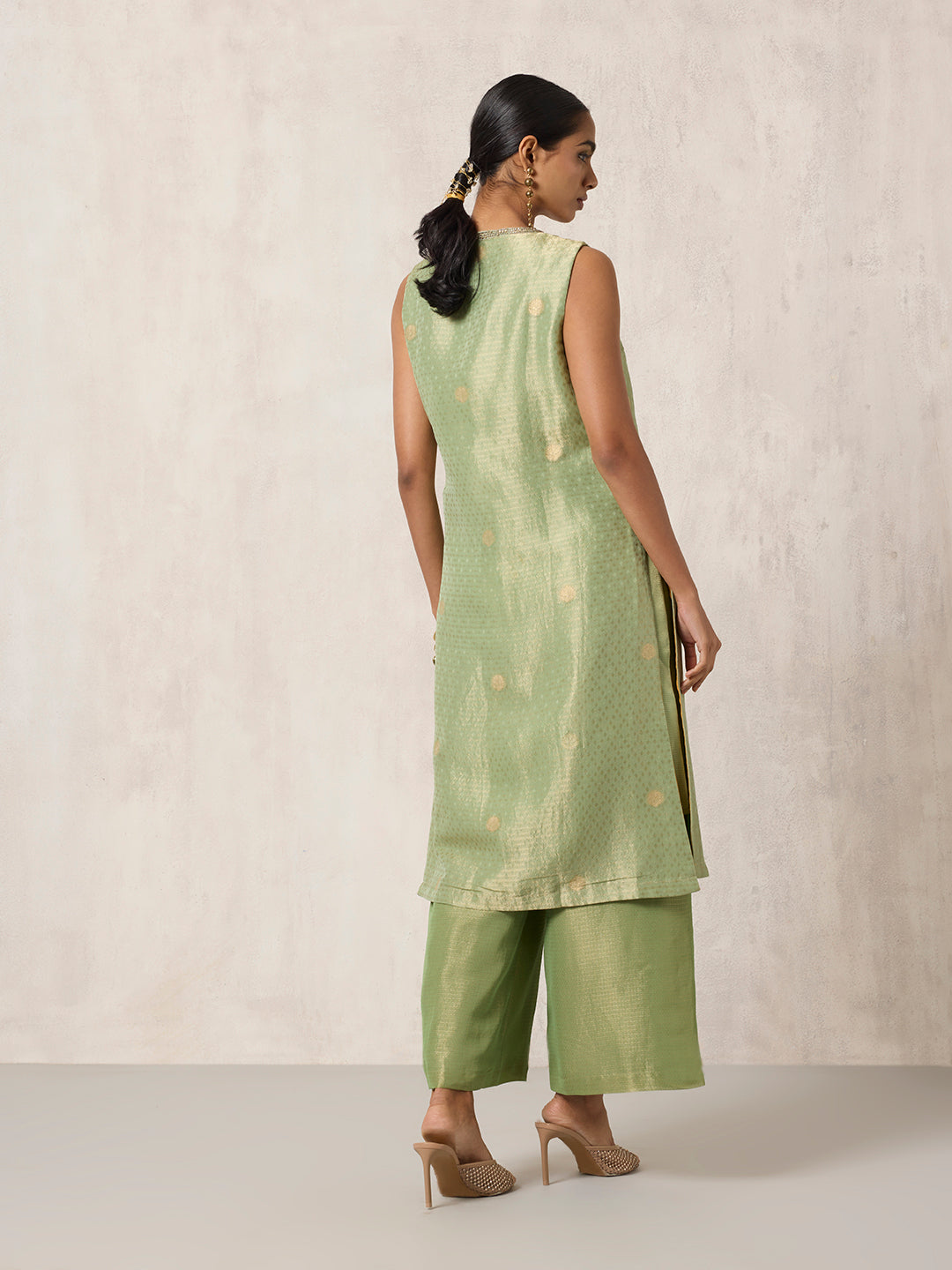 Jacquard Kurta with Inner - Green