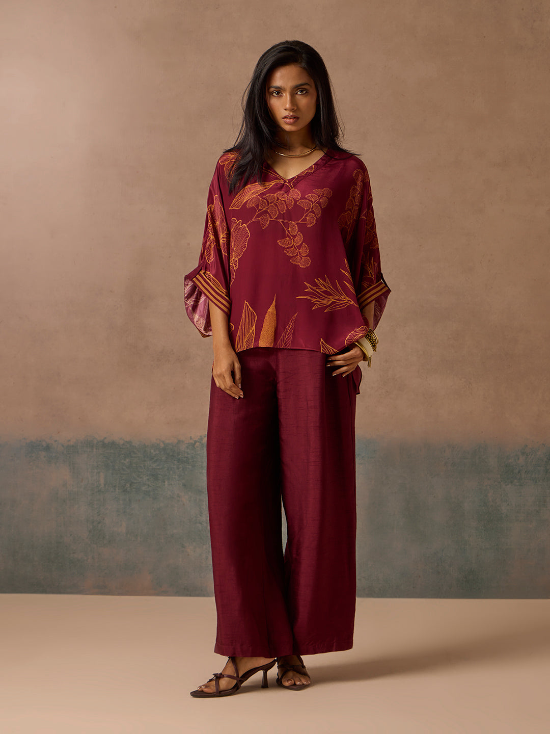 Printed Top – Maroon