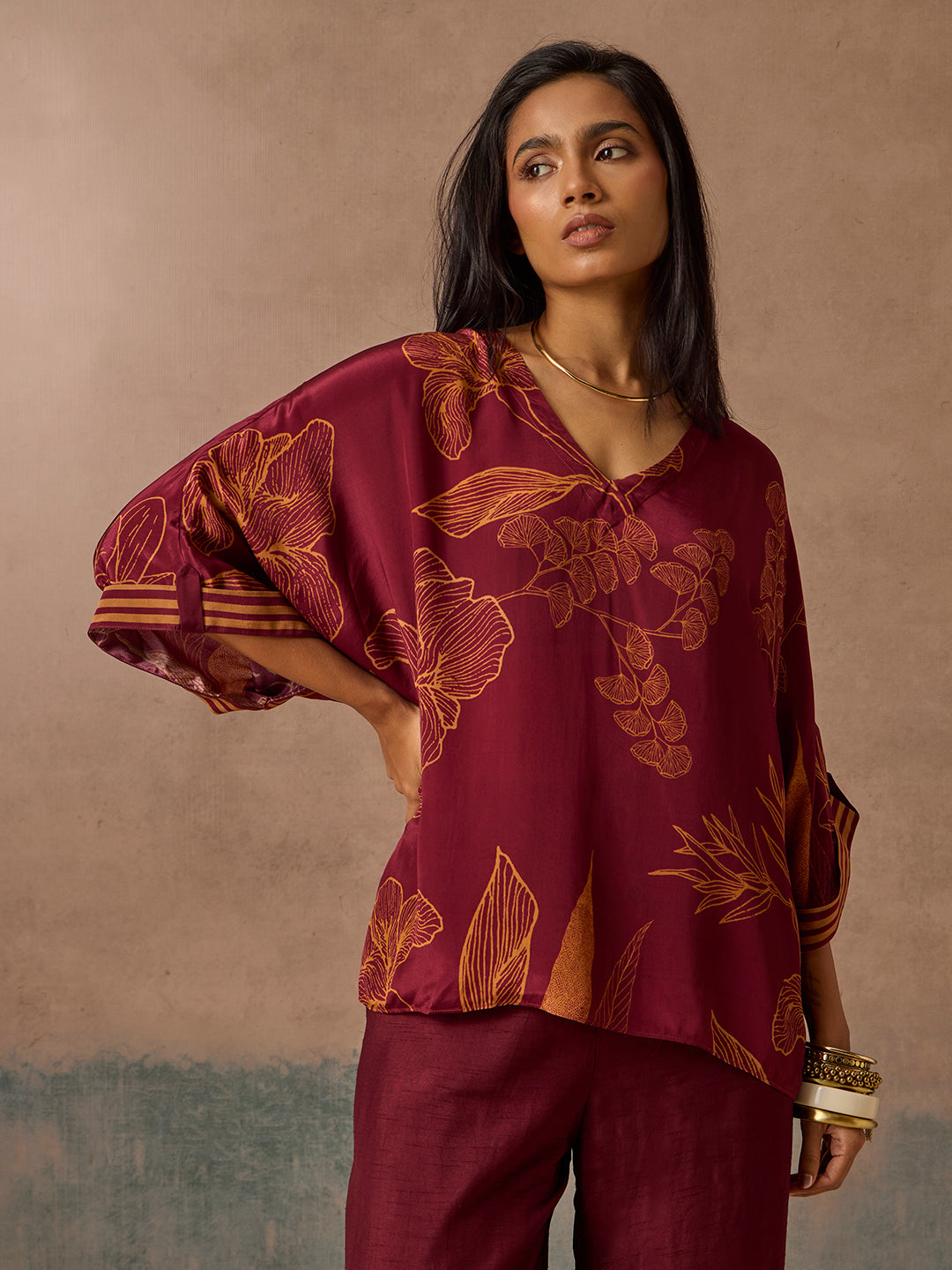 Printed Top – Maroon