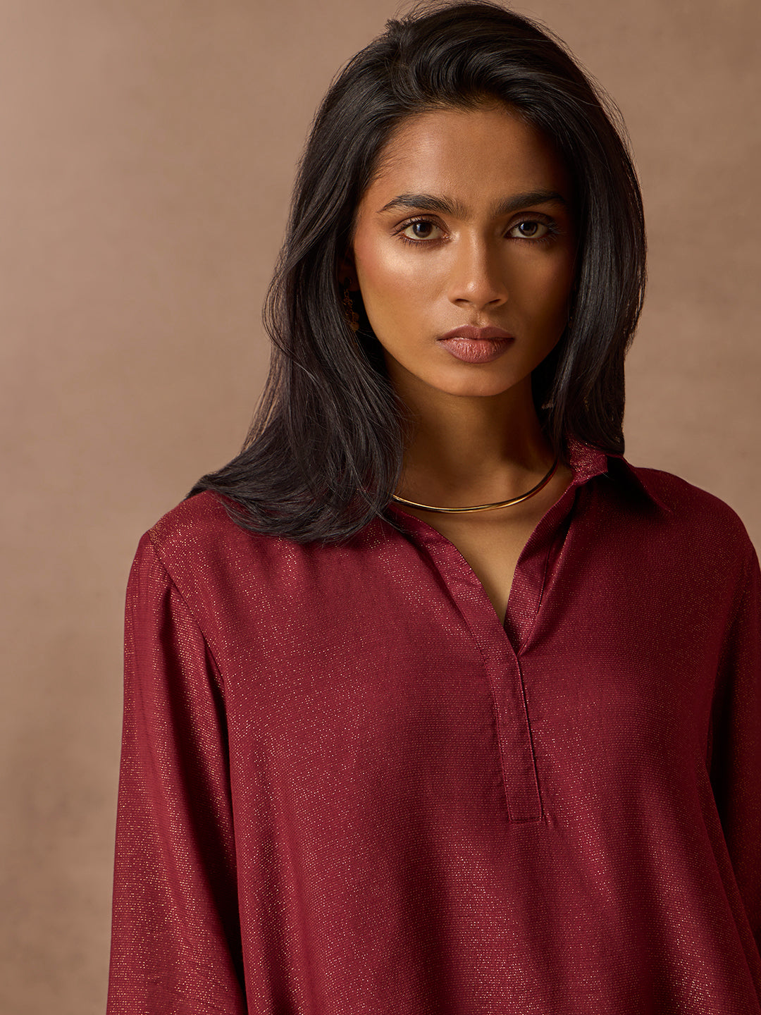 Shimmer Detailed Kurta - Maroon