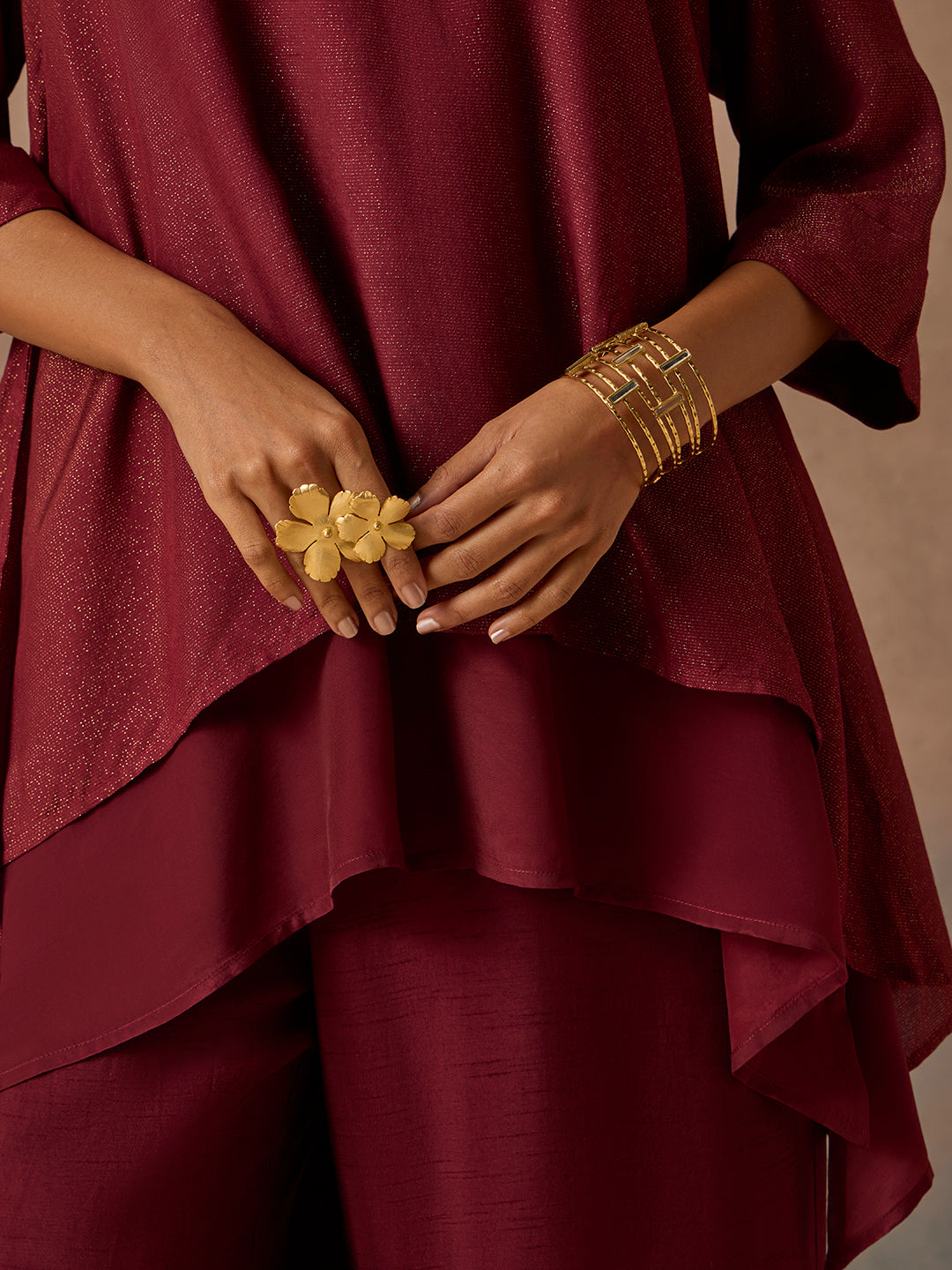 Shimmer Detailed Kurta - Maroon