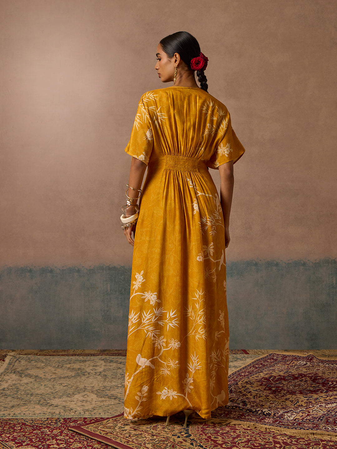 Botanical Design Kaftan - Mustard