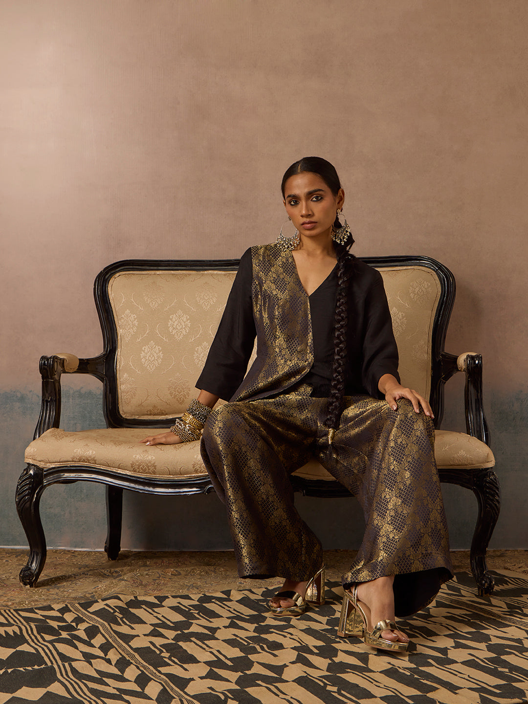 Brocade Co-ord Set - Black