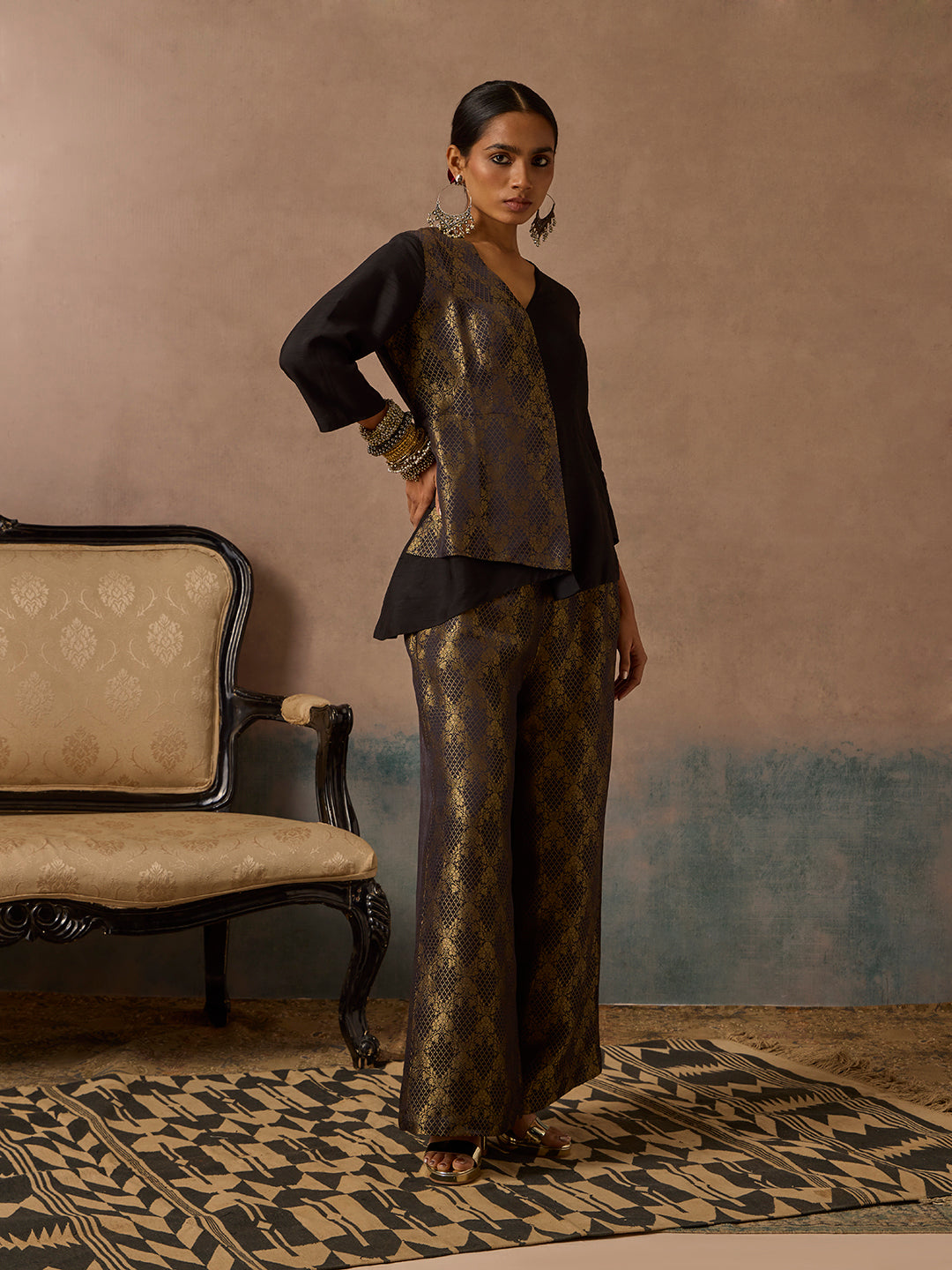 Brocade Co-ord Set - Black